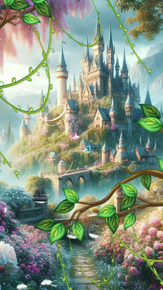 Kad jemputan video motion Castle Garden, tema kastel taman